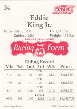 1993 Jockey Star #34 Eddie King Jr. Back